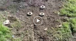 Demining with a drone. Possibly footage from training