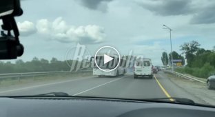 A column of evacuation buses in the direction of the city of Graivoron, Belgorod Region