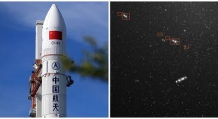 A Chinese Launch Vehicle Disintegrated, Leaving a Cloud of Space Debris in Orbit (3 photos)