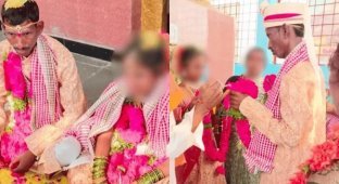 A 13-year-old girl in India was forced to marry a 40-year-old man (2 photos + 1 video)