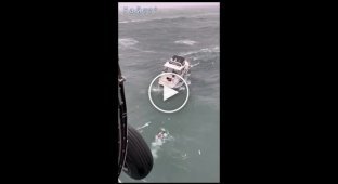 A giant wave covered the boat and changed the course of the rescue operation