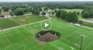 In the USA, part of a football field went underground