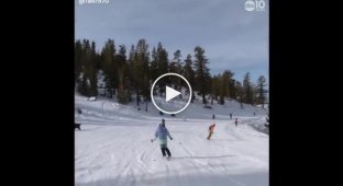 A bear ran onto a ski slope in the USA