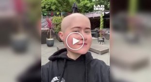 A girl grows her hair after chemotherapy