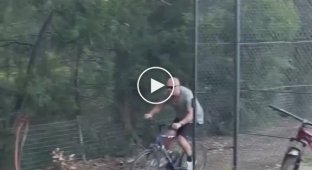 Bald guy on a bike