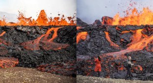 Горячий тур у извергающегося вулкана: в Исландии проснувшийся вулкан стал достопримечательностью (5 фото + 1 видео)