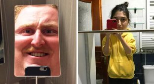 20 случаев, когда зеркала в ванной комнате устраивали людям смешное шоу (21 фото)