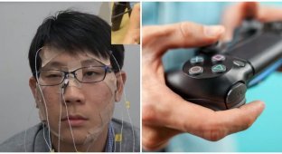 A Japanese man has created a device for controlling a human face (2 photos + 1 video)