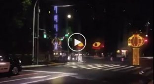Traffic light with pedestrian crossing in Japan