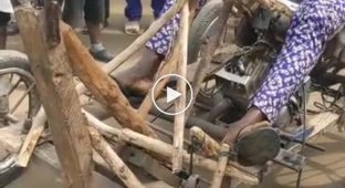 A guy from Africa made himself a buggy out of sticks