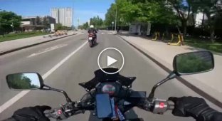 Motorcyclists give way to pedestrians