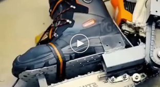 A man created chainsaw skates