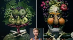 Живые портреты из овощей и фруктов в исполнении польской художницы (11 фото)