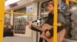 The guy sang a romantic song in the subway