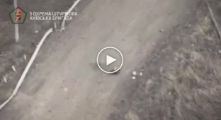 Ukrainian soldiers, using a ground-based kamikaze drone Ratel S, blew up a bridge in the Donetsk region