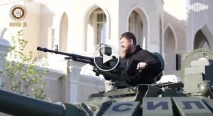 Kadyrov on a modernized T-72 tank