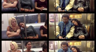 Любопытные фотографии “спящих” пассажиров в метро (6 фото)