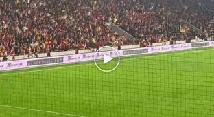 In Turkey, a fan hit the goalkeeper with a corner flag