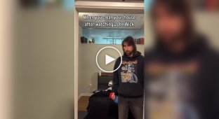 Cleaning in the style of John Wick