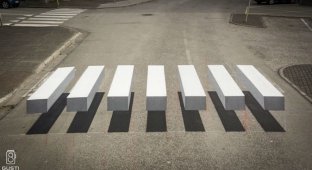 3D zebra prevents drivers from killing pedestrians (5 photos + 2 videos)