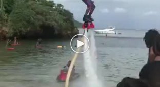 The flyboard flight didn't go according to plan. There was no need to show off in front of the girl