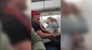 A woman threw a tantrum on an airplane after seeing a man in a MAGA cap next to her