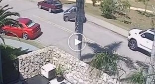 A woman tries to park