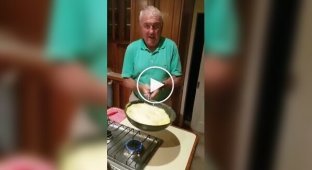 Trying to show off while cooking breakfast