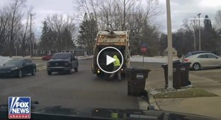 A trespasser hid from a police officer in a trash can