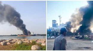 An oil tanker exploded in Thailand (2 photos + 1 video)