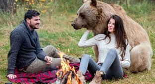 Фотосессия с медведем в лесу (6 фото)