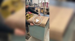 Шкаф из дерева с «гибкими» дверцами