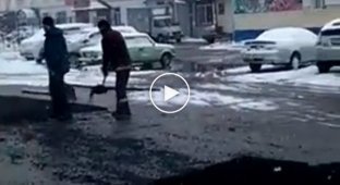В Якутии дождались снега и только потом стали класть новый асфальт