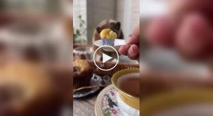 Lori enjoys a muffin