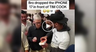 A guy dropped a new iPhone in front of the CEO of Apple