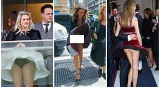 The wind exposes celebrities because it can afford it! All the embarrassment over skirts (26 photos)