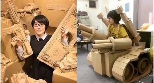Японка творит невообразимые скульптуры из картона (31 фото)