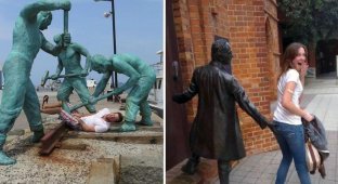40 фото, на которых люди дурачатся со статуями (41 фото)