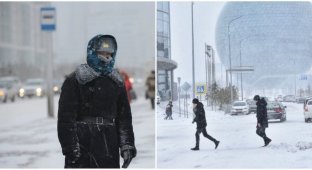 In Kazakhstan, the Ministry of Emergency Situations warned residents about 380-degree frost (2 photos)