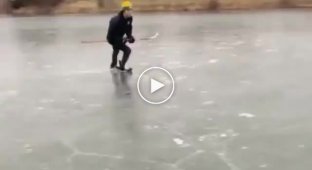 The guy took the risk of skating on the first ice