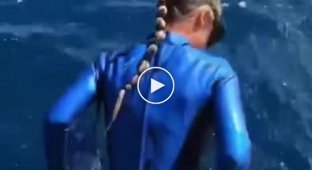Snorkeling lover almost became the prey of a shark