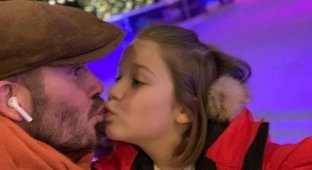Дэвида Бекхэма раскритиковали за поцелуй с дочкой, но за него заступились отцы со всего мира (12 фото)