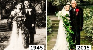 98-летние супруги воссоздали день своей свадьбы через 70 лет (8 фото)