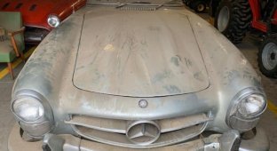 Простоял в гараже больше 40 лет: пыльный Mercedes-Benz 300 SL выставили на продажу (7 фото)