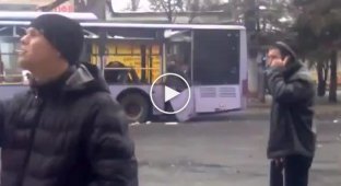 Донецк. Место обстрела троллейбуса