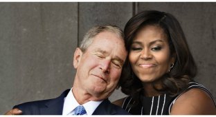 Объятия Мишель Обамы и Джоржда Буша (14 фото)