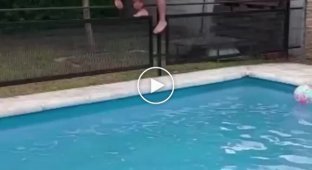 Grandpa came to our pool
