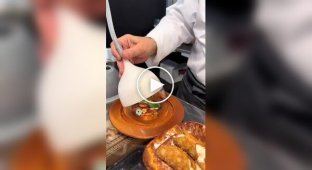 Interesting presentation of food in a restaurant