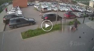 A drunk man threw a toilet from a balcony onto parked cars