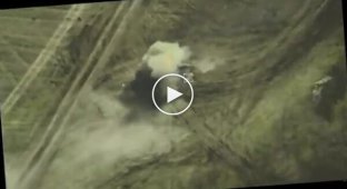 Detonation of a Russian MLRS BM-21 Grad after being hit by several FPV drones in Donetsk region